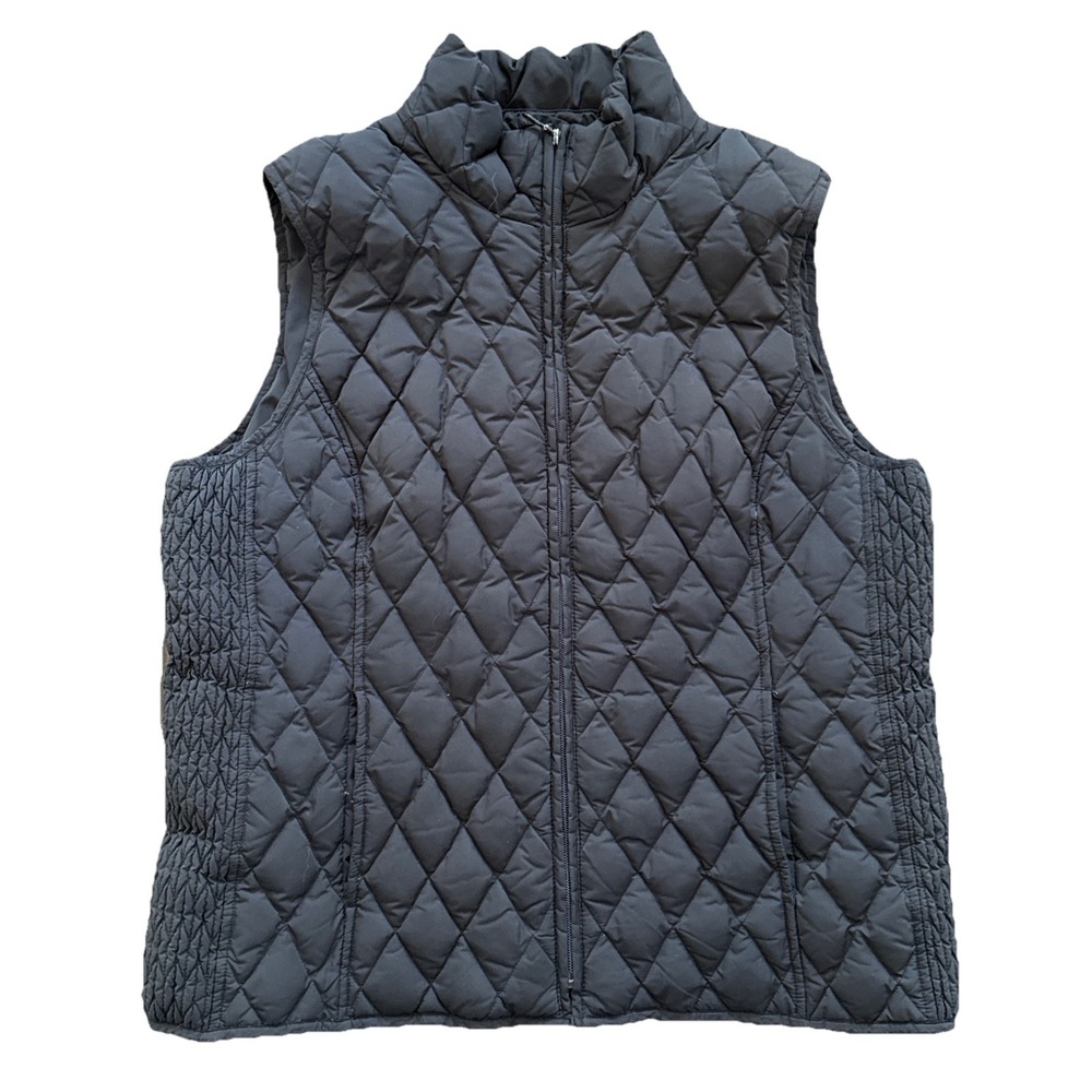 Pendleton Quilted Down Puffer Vest Black Women XL Insulated Full Zip Winter